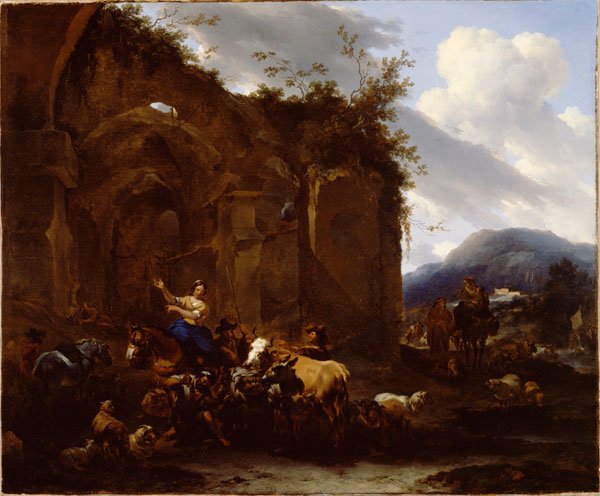 A Farrier and Peasants near Roman Ruins