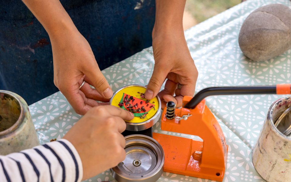 Badge-making workshop