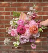 A bouquet of brightly coloured flowers.