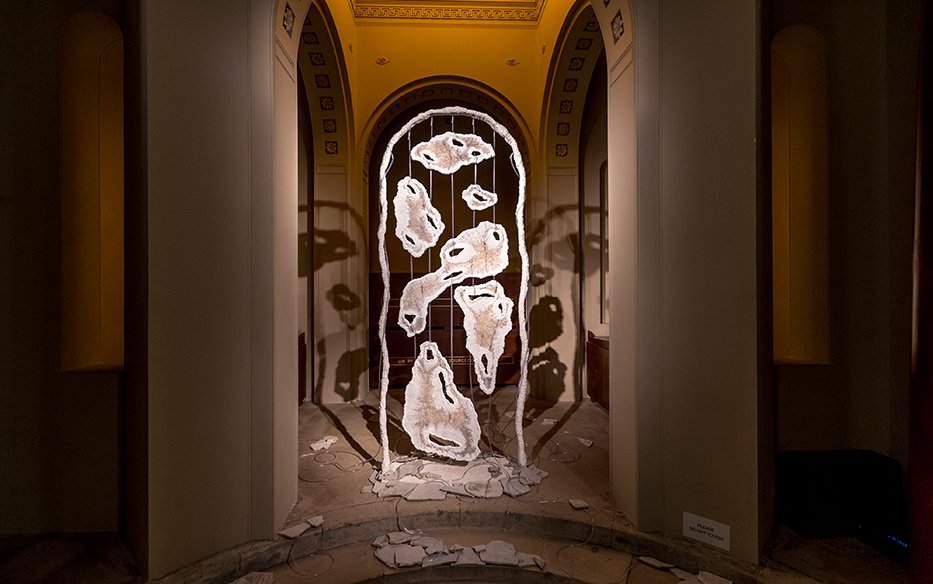 An arched sculpture in the mausoleum