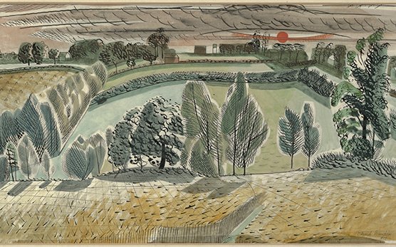 Forest landscape with hills by Edward Bawden