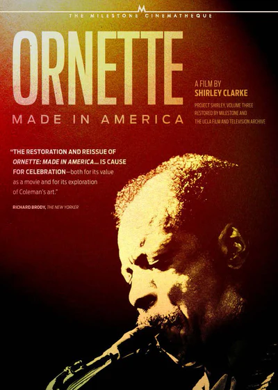 A man playing a saxophone on a film poster