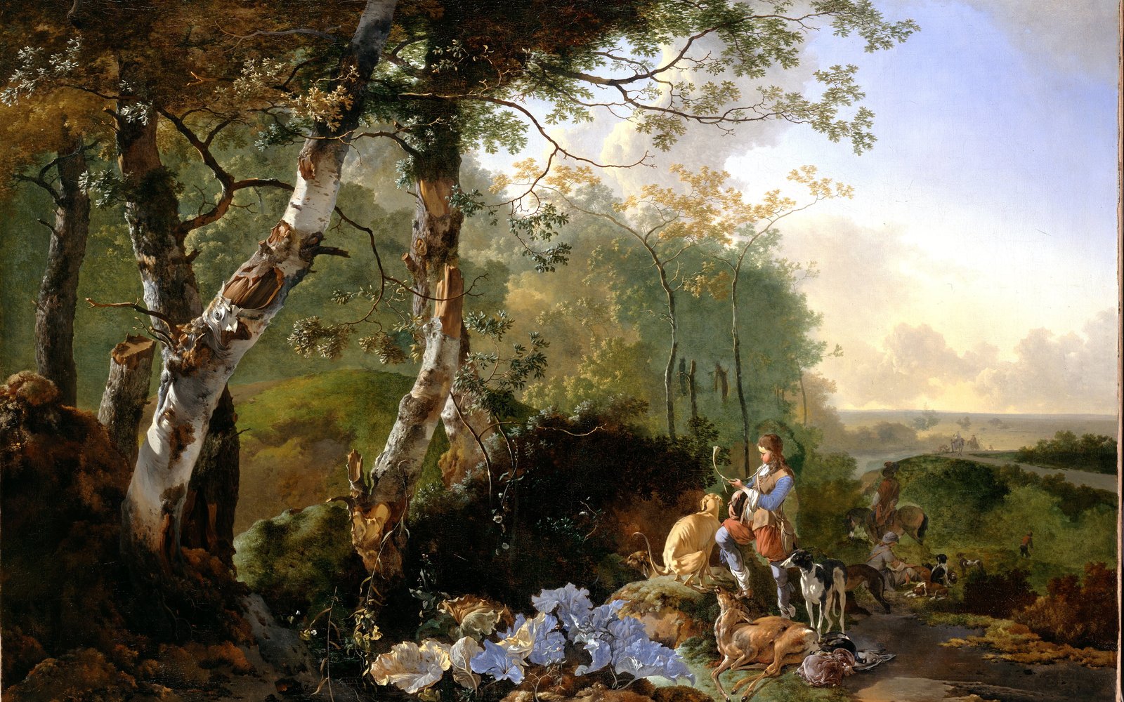 landscape with sportsmen and game