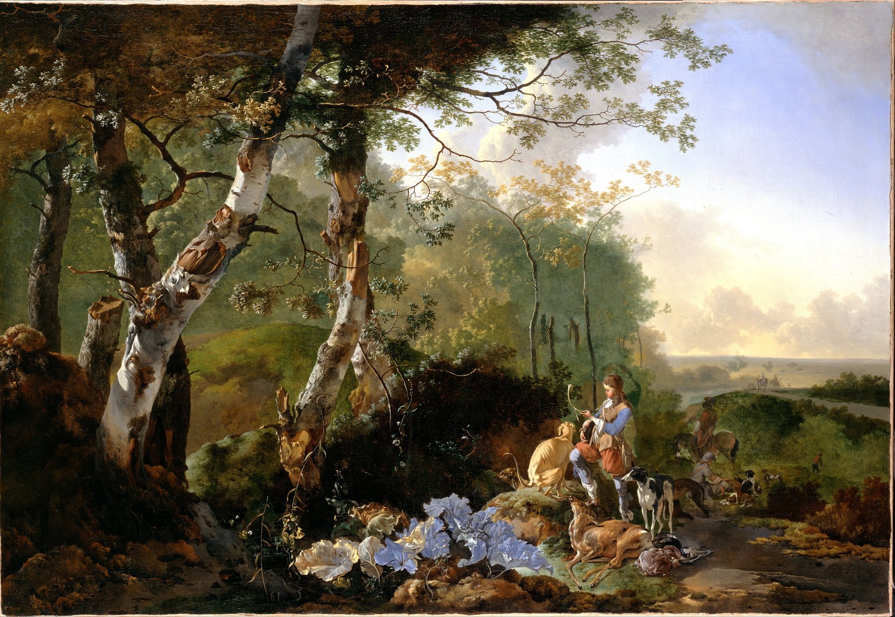 landscape with sportsmen and game