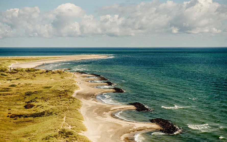 A beach with blue sea