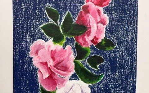 Painting of pink and white flowers
